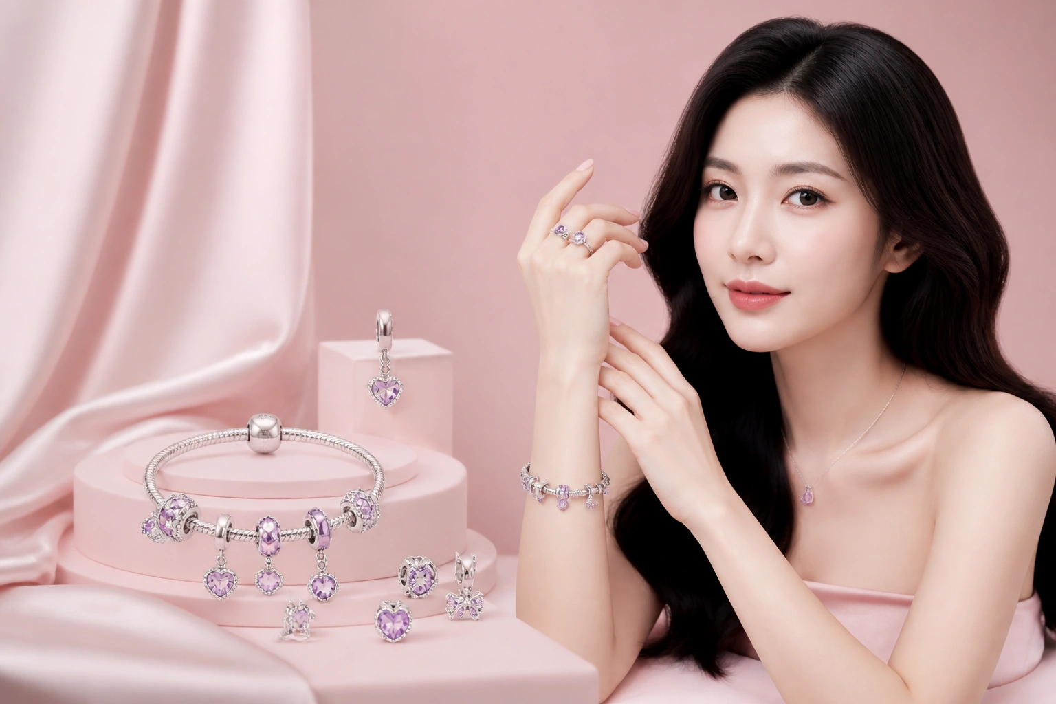 Các mẫu charm đá tím lấp lánh tinh xảo tại DNJ Silver