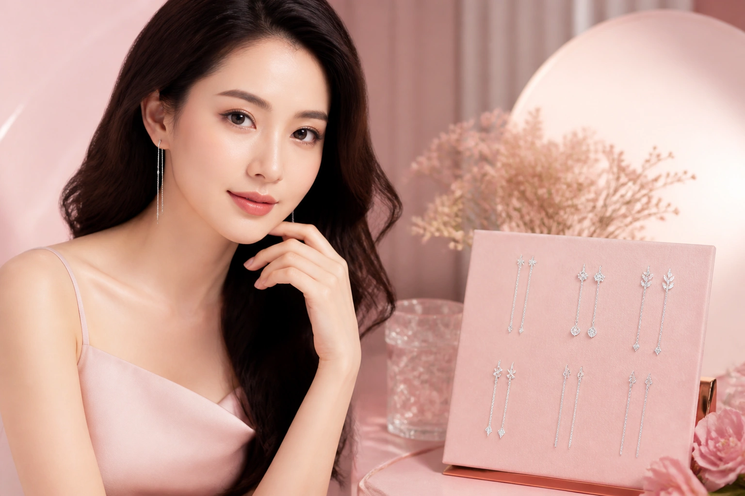 Các mẫu khuyên tai dáng dài tôn vinh nét thanh tú tại DNJ Silver