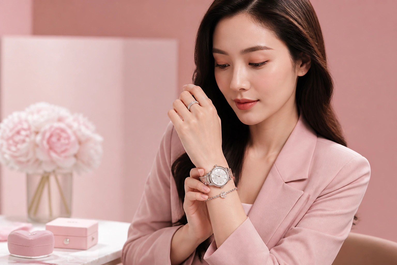 Cách phối layer vòng tay bạc cùng đồng hồ cơ đẳng cấp