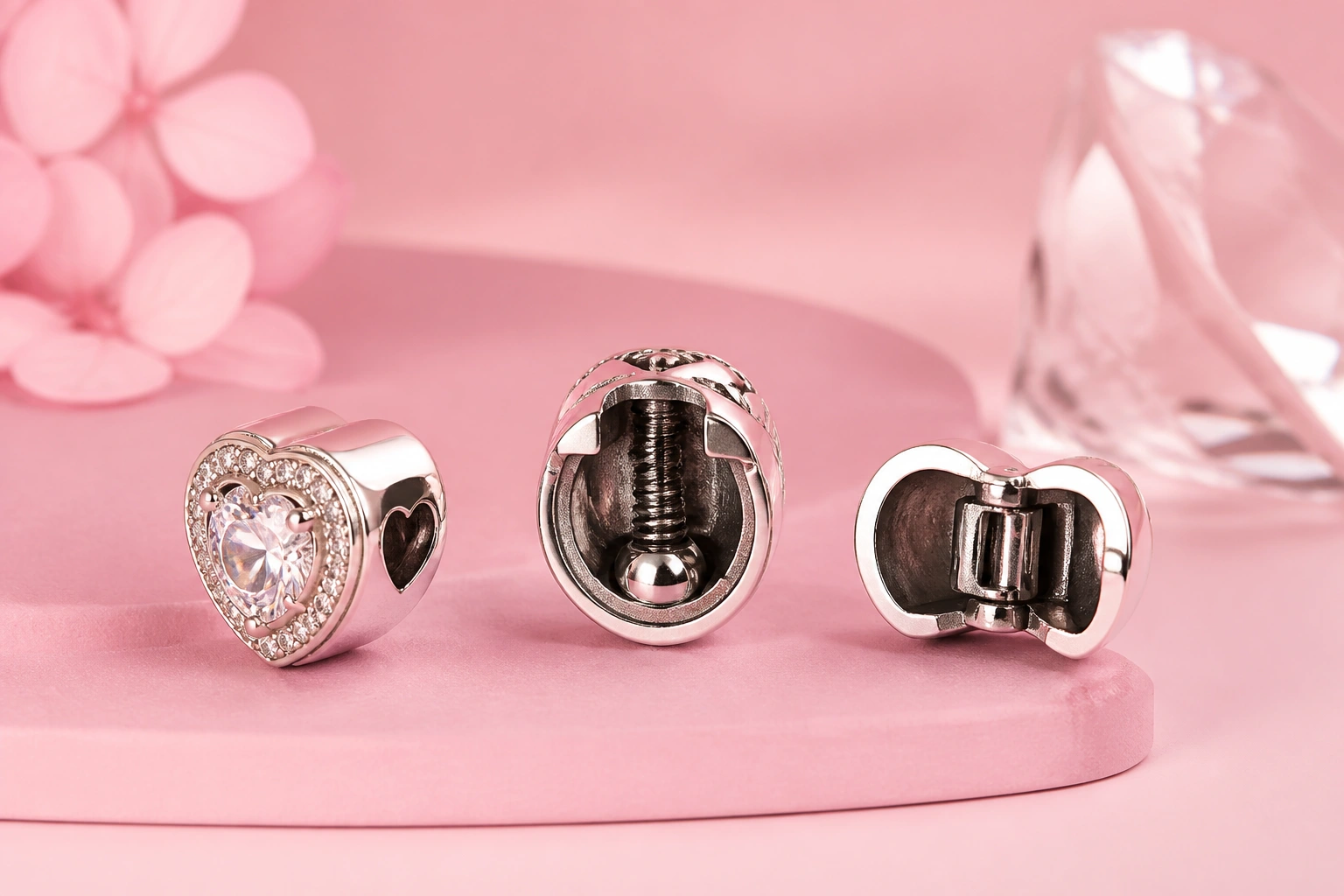 Cận cảnh cấu trúc khóa bên trong của hạt chặn tại DNJ Silver