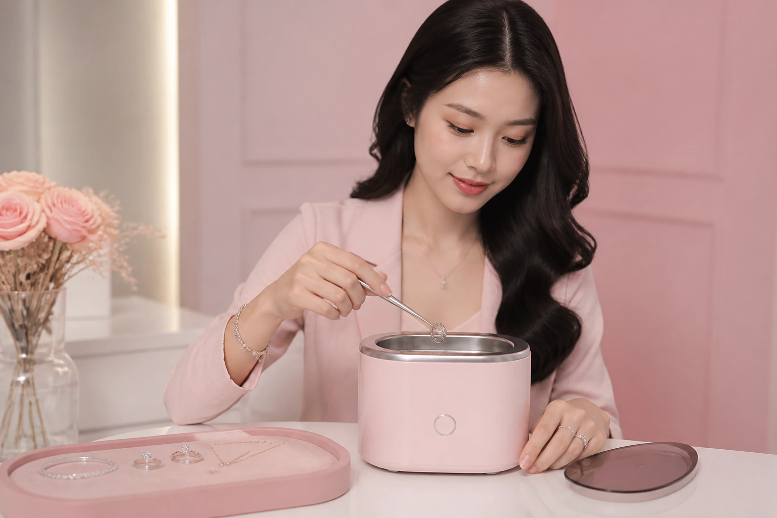 Cận cảnh máy rung siêu âm làm sạch trang sức tại DNJ Silver