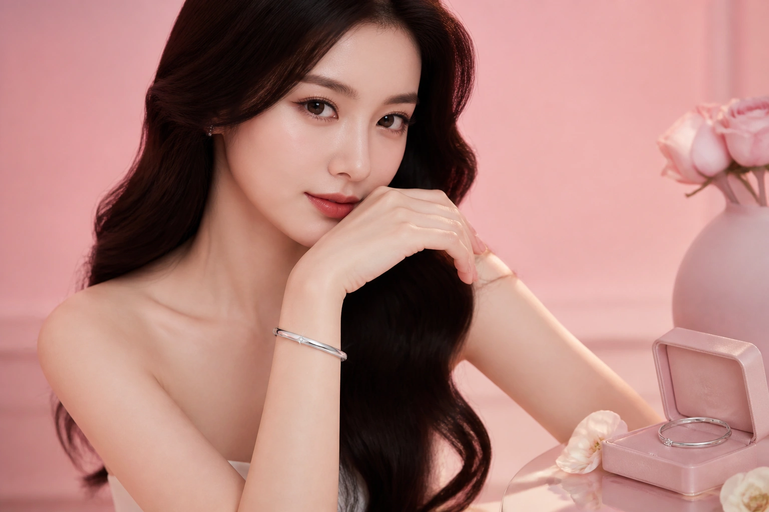 Cận cảnh độ bắt sáng của dòng vòng cứng phủ bạch kim tại dnj