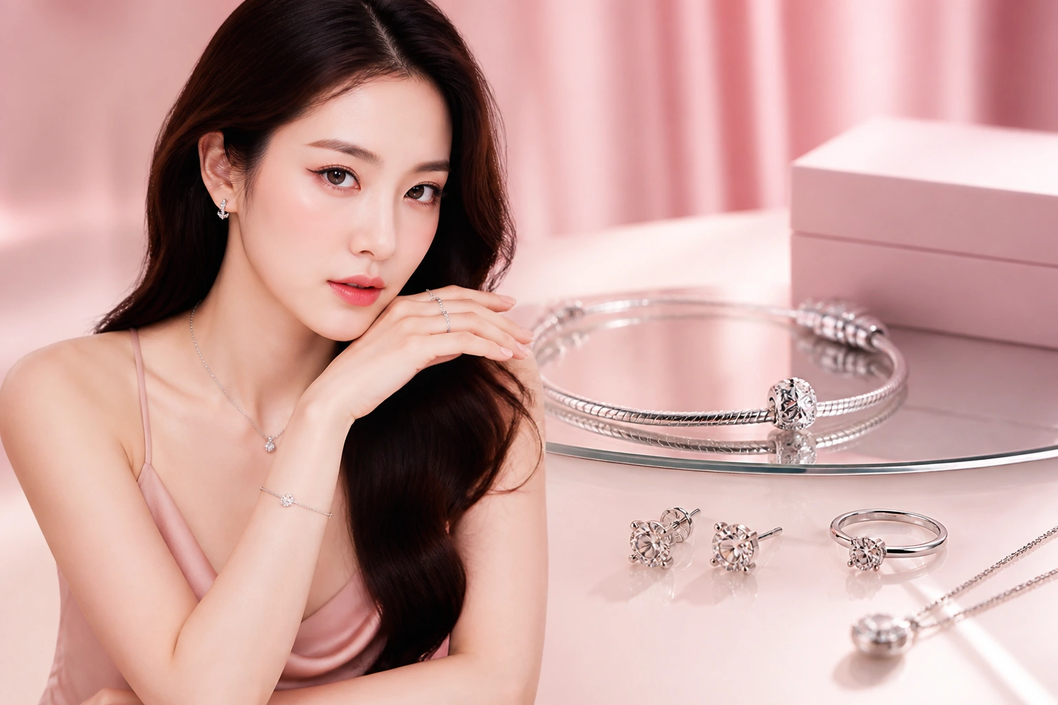 Cận cảnh độ bóng gương của các thiết kế bạc ý S925 tại dnj