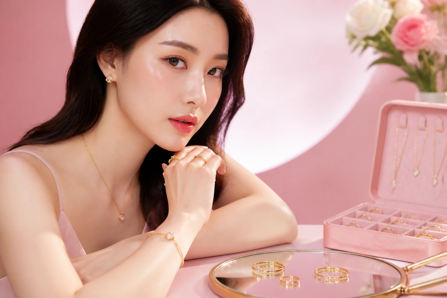 Cận cảnh độ bóng gương của trang sức bạc DNJ Silver mạ vàng 18k