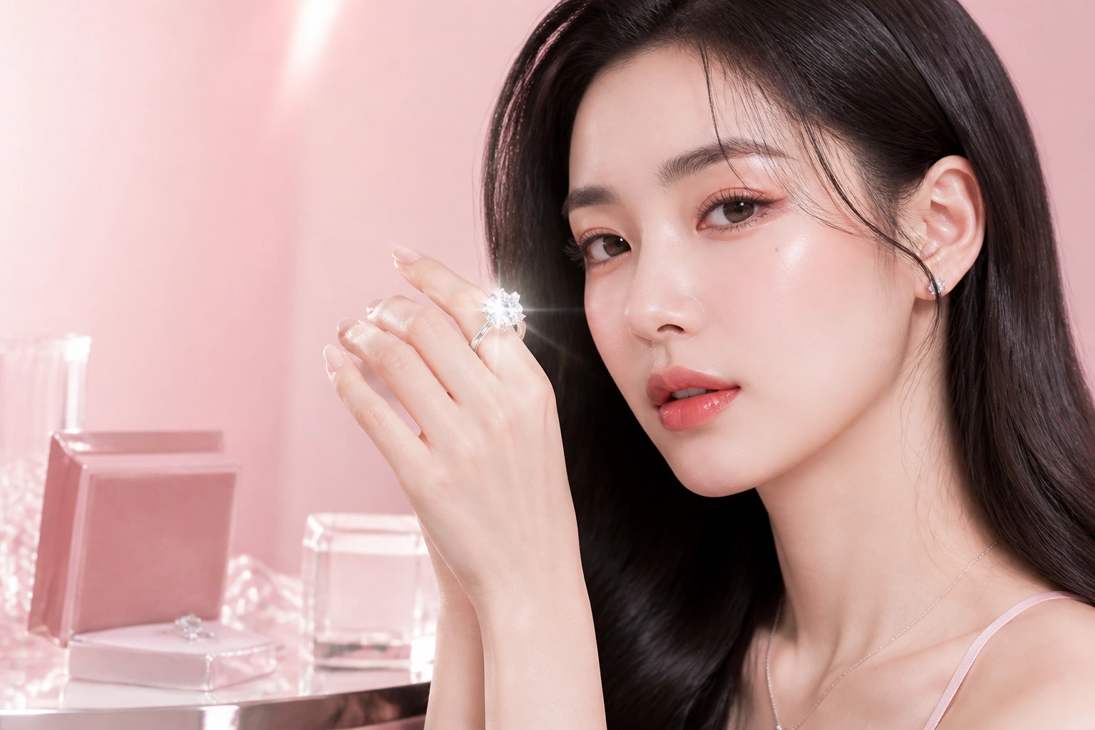 Cận cảnh độ phản chiếu ánh sáng cực cao của nhẫn bạc DNJ Silver