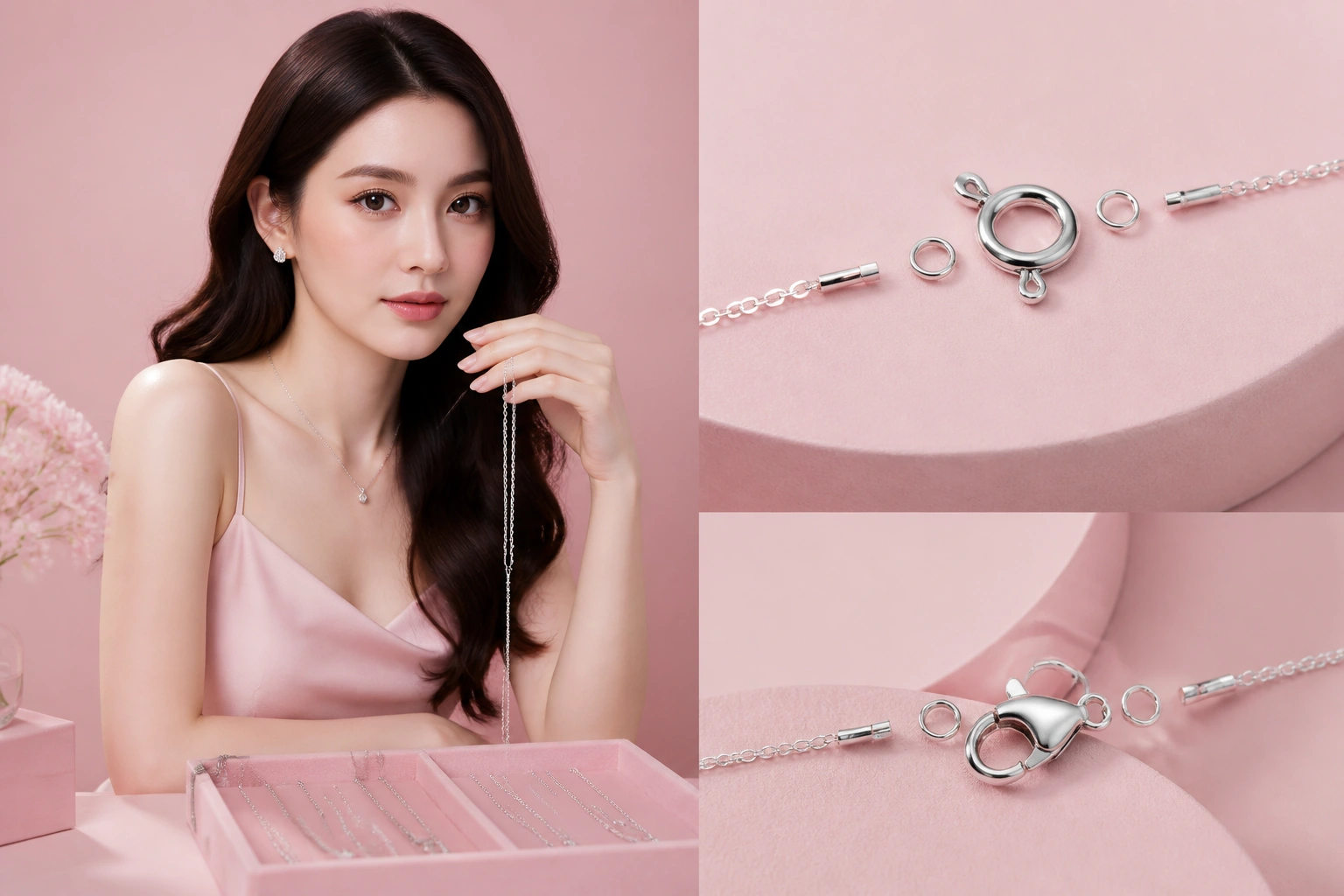 Cấu tạo chi tiết bên trong của khóa tròn và khóa tôm dây chuyền bạc