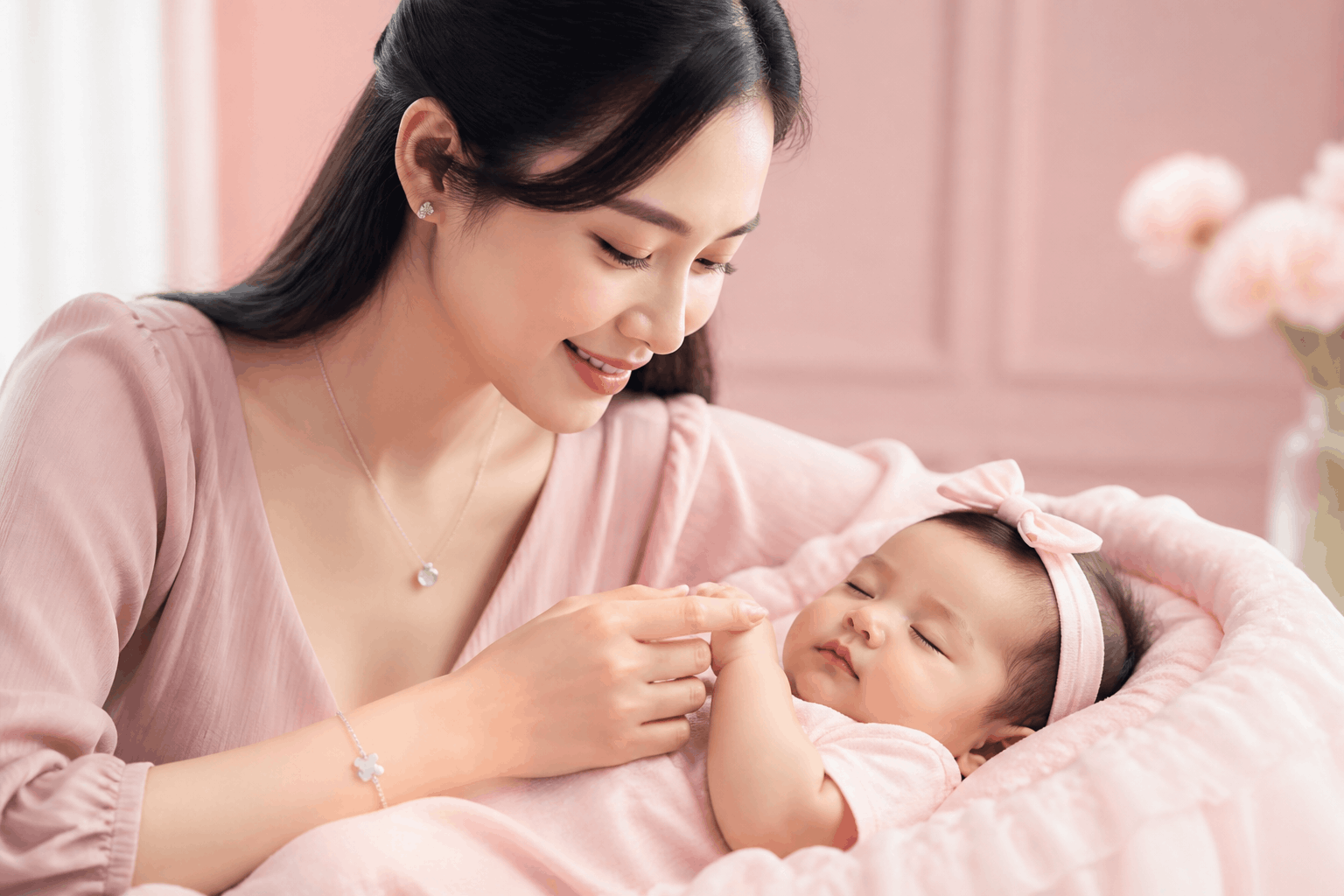 Chiếc lắc tay bạc ý thiết kế bo tròn an toàn cho trẻ sơ sinh