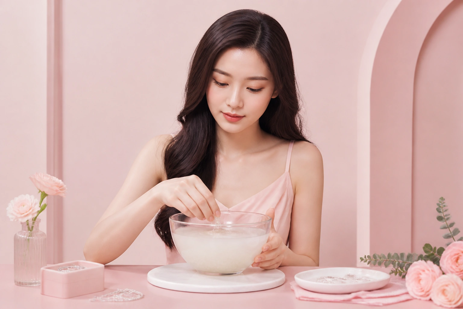 Chuẩn bị bát nước vo gạo đậm đặc để chuẩn bị tẩy sáng trang sức bạc