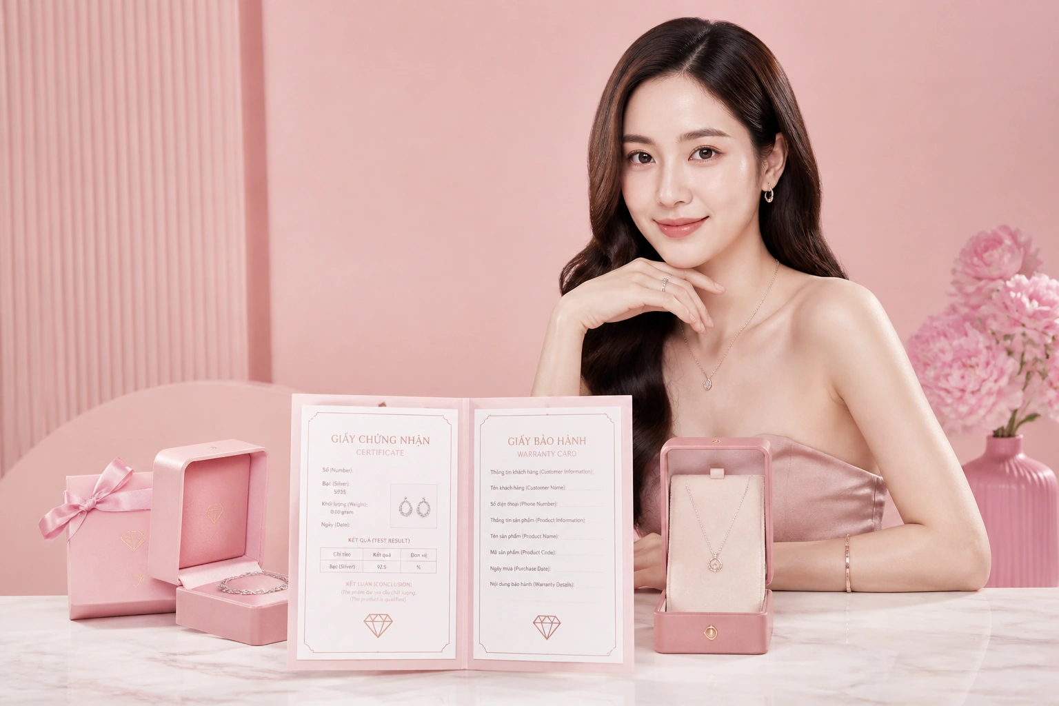 Chứng nhận chất lượng bạc và giấy bảo hành tại DNJ Silver
