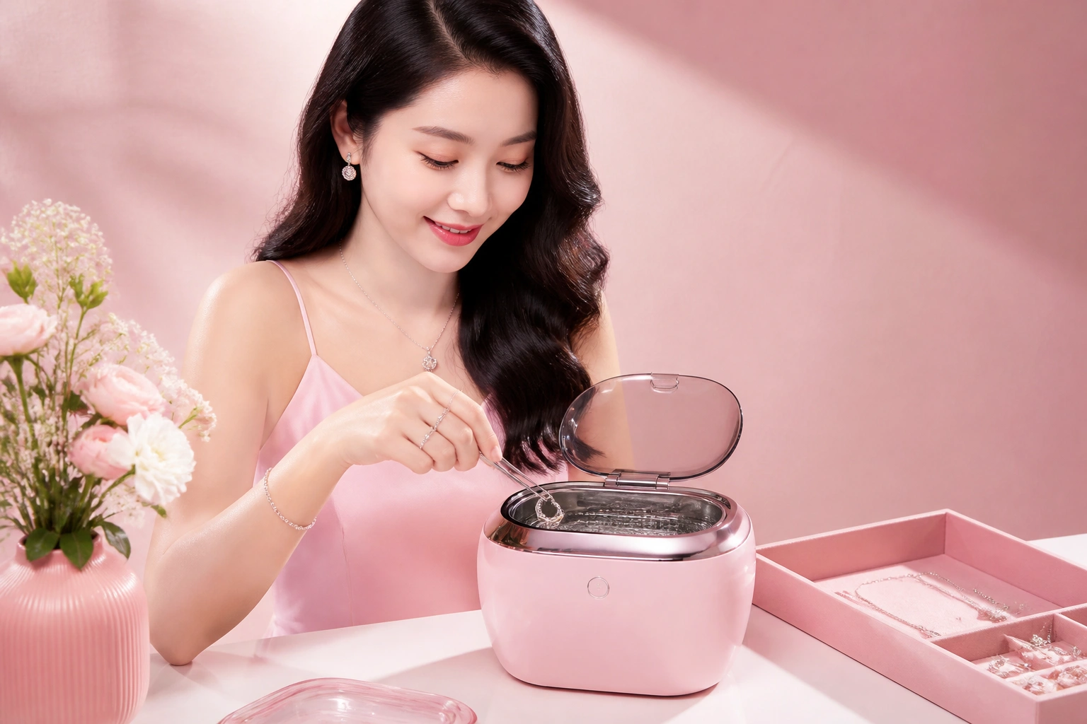 Công nghệ máy rung siêu âm làm sạch trang sức tại DNJ Silver