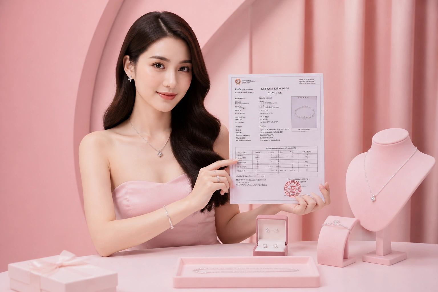 Giấy kiểm định chất lượng bạc S925 không chứa tạp chất niken tại DNJ Silver
