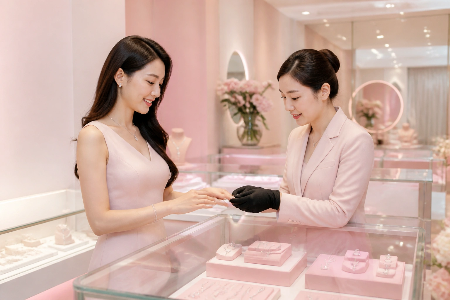 Không gian cửa hàng và dịch vụ chăm sóc khách hàng tại DNJ Silver