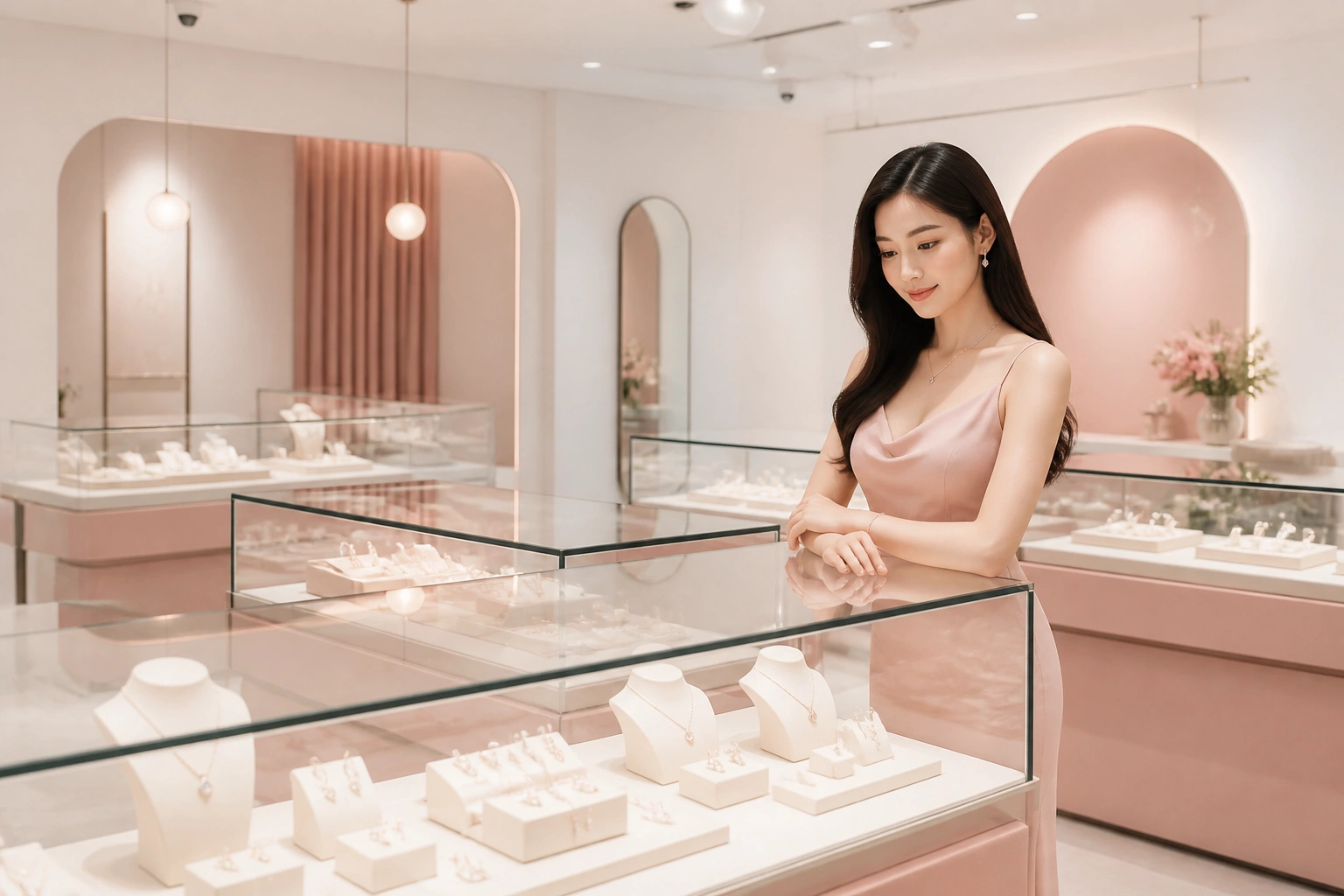 Không gian trưng bày trang sức Minimalist hiện đại tại DNJ Silver Hà Nội