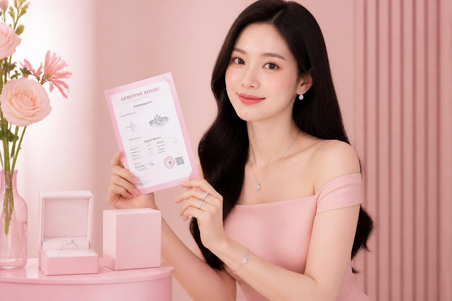 Mẫu giấy kiểm định đá quý đi kèm trang sức tại DNJ Silver