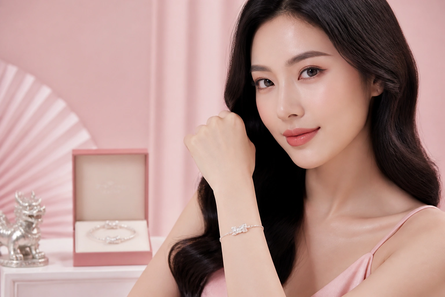 Mẫu lắc tay bạc Ý đính linh vật Tỳ Hưu chiêu tài tại DNJ Silver