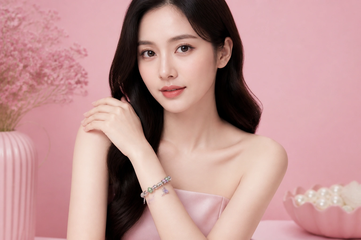 Mẫu vòng tay charm bạc phối đá tím và xanh ngọc bích cho nàng song ngư