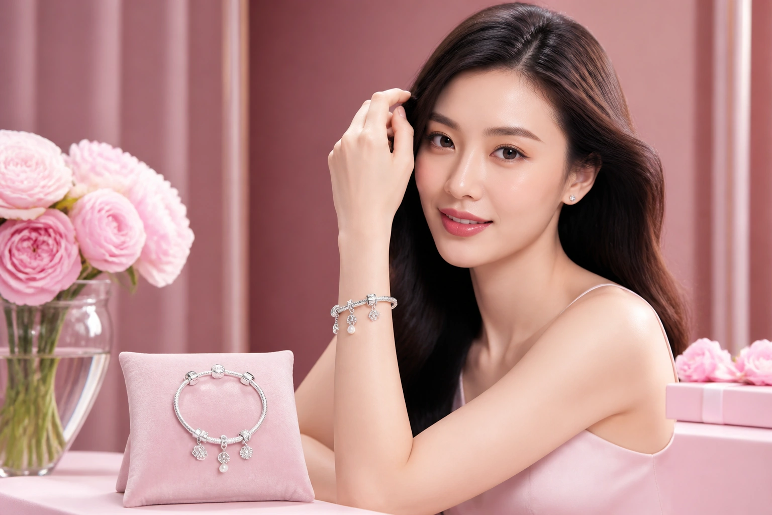 Mẫu vòng tay charm bạc S925 tinh khôi dành cho nàng cự giải