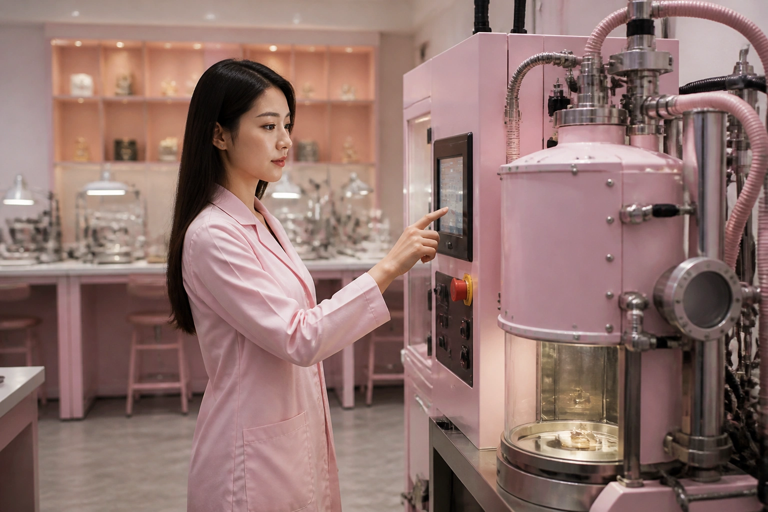 Máy đúc chân không công nghệ cao đang hoạt động tại xưởng chế tác