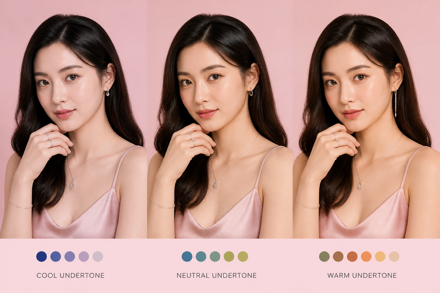 Minh họa cách phân biệt các nhóm tông da và gợi ý màu đá quý tương ứng