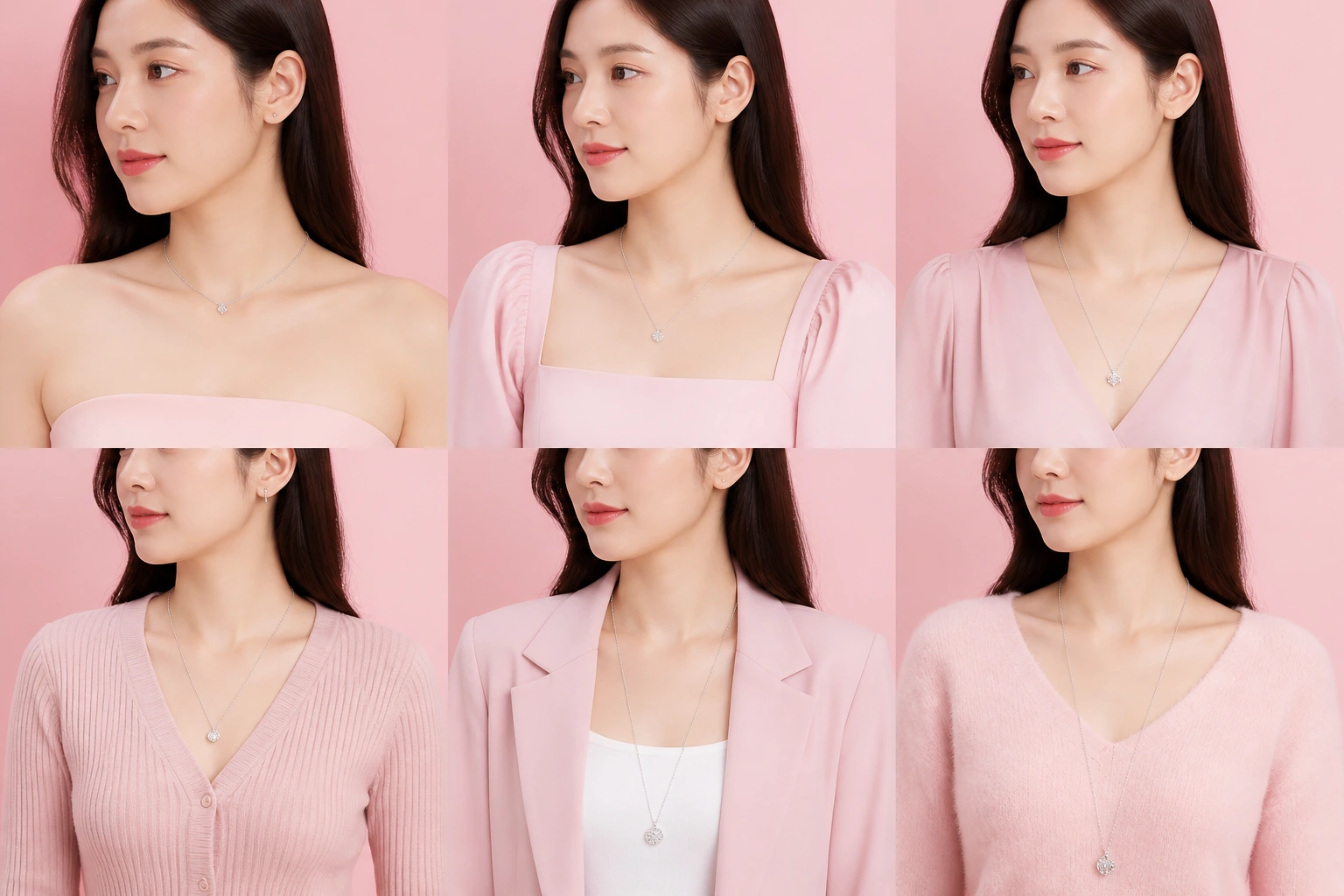 Minh họa các chiều dài dây chuyền bạc phổ biến tương ứng với các loại cổ áo