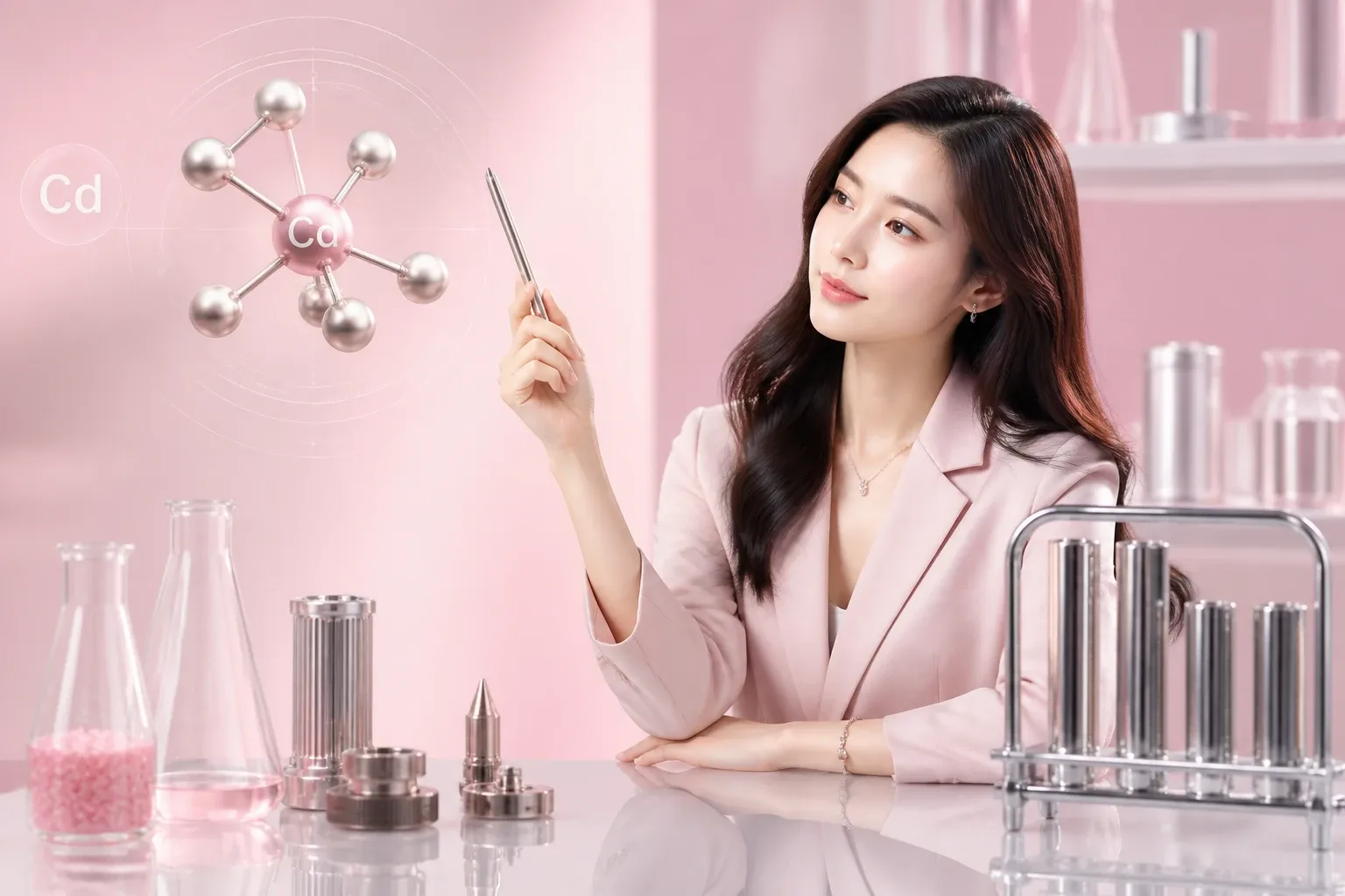 Minh họa cấu trúc phân tử kim loại nặng Cadmium và ứng dụng trong công nghiệp mạ