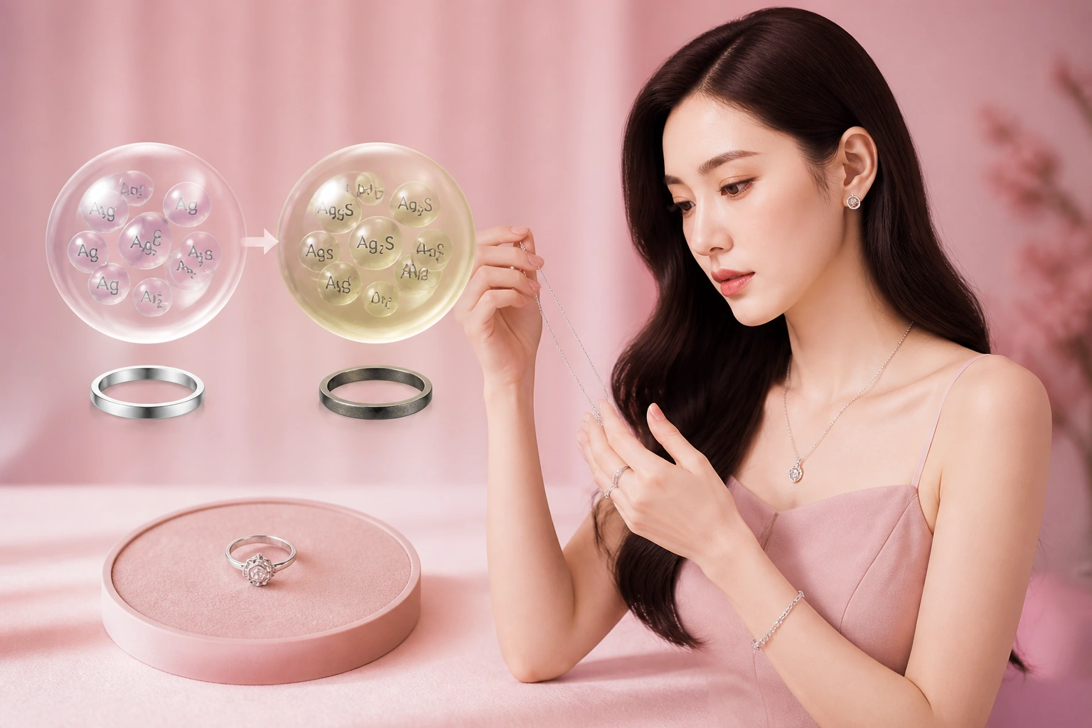 Minh họa phản ứng hóa học giữa bạc và lưu huỳnh trong không khí