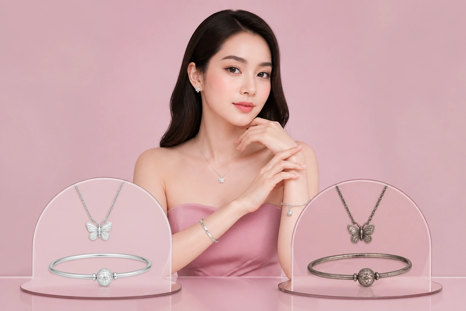 Minh họa sự khác biệt giữa bạc mới và bạc bị oxy hóa do mồ hôi muối