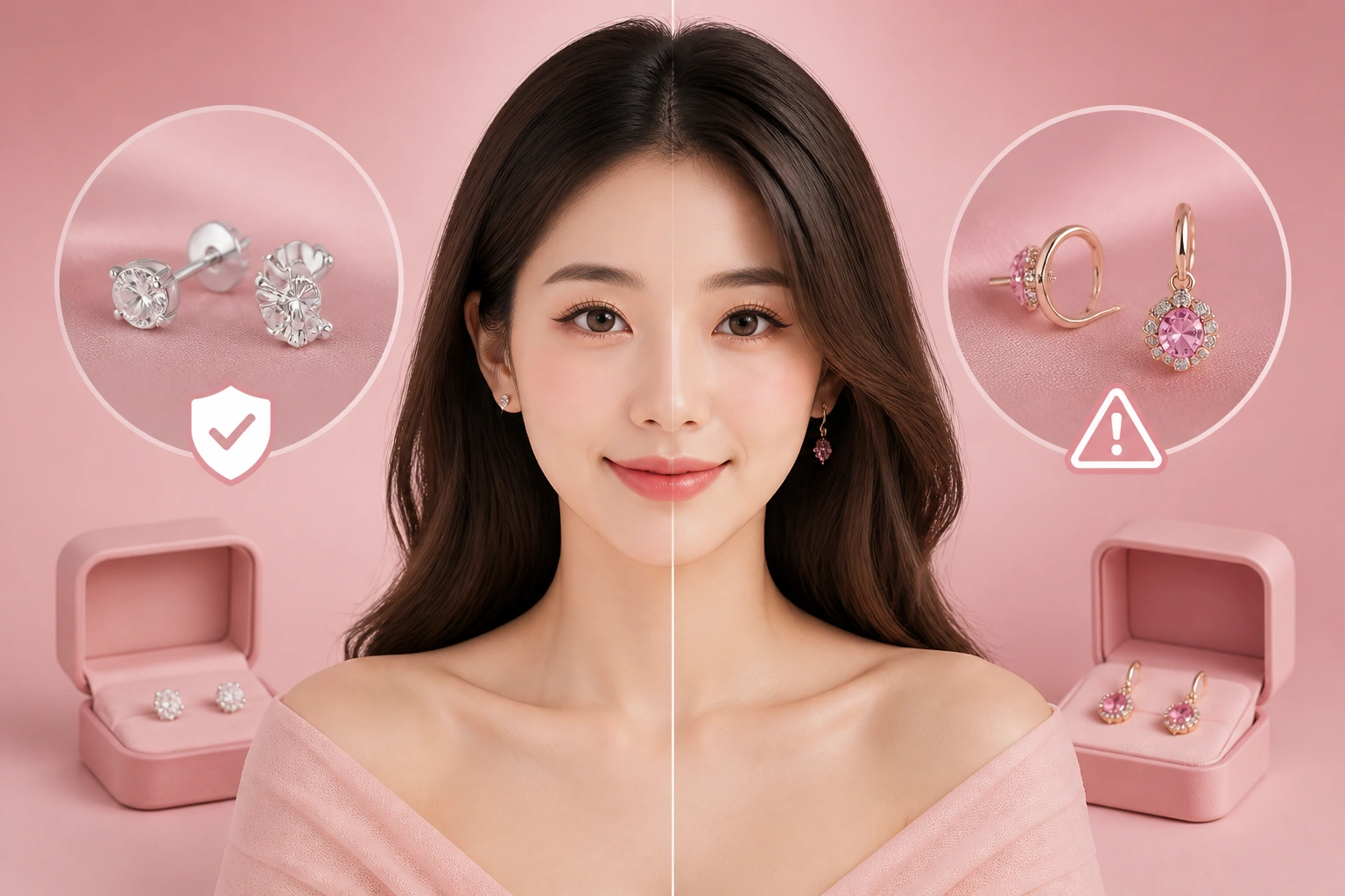 Minh họa sự khác biệt giữa khuyên tai y tế và khuyên tai thời trang
