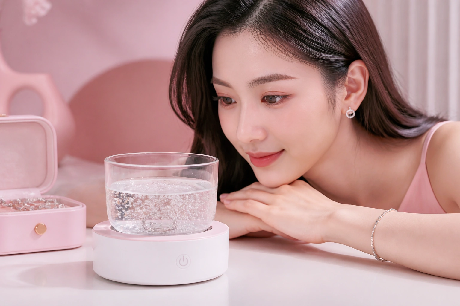 Phản ứng sủi bọt khi trang sức bạc tiếp xúc với dung dịch làm sạch
