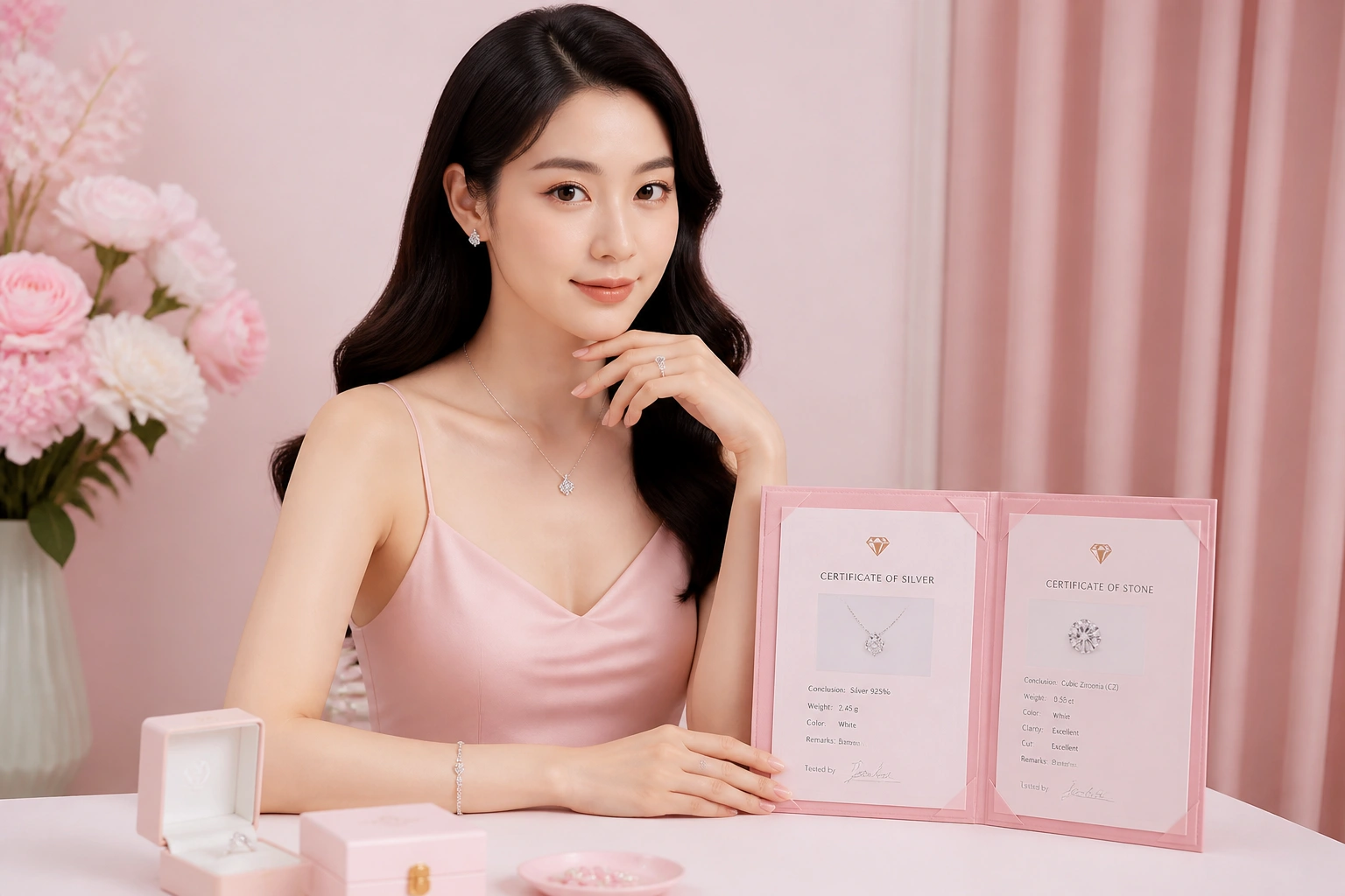 Phiếu kiểm định tuổi bạc và chất lượng đá cz loại 1 tại DNJ Silver