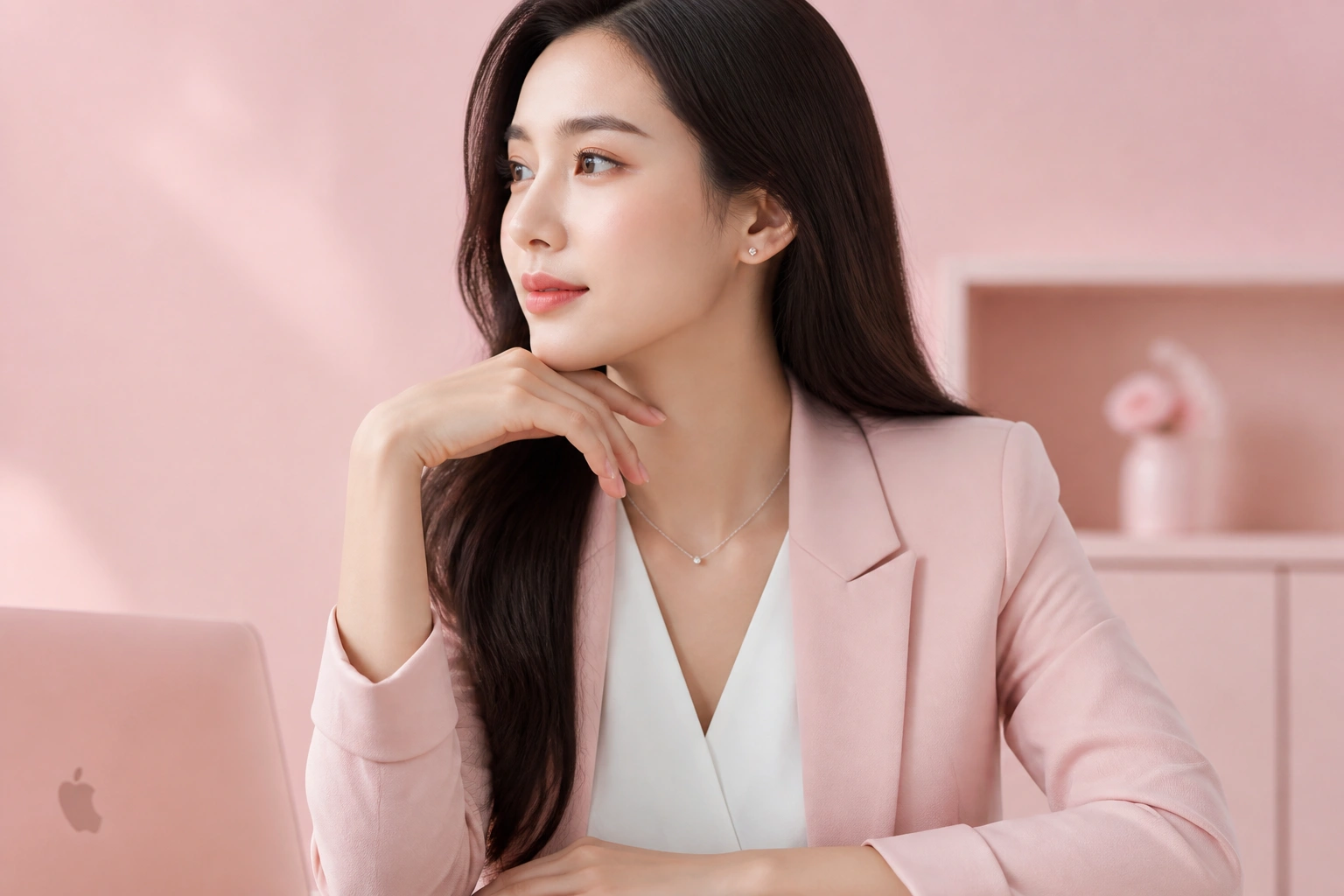Phối hợp khuyên tai nụ và dây chuyền mảnh cho phong cách công sở tối giản