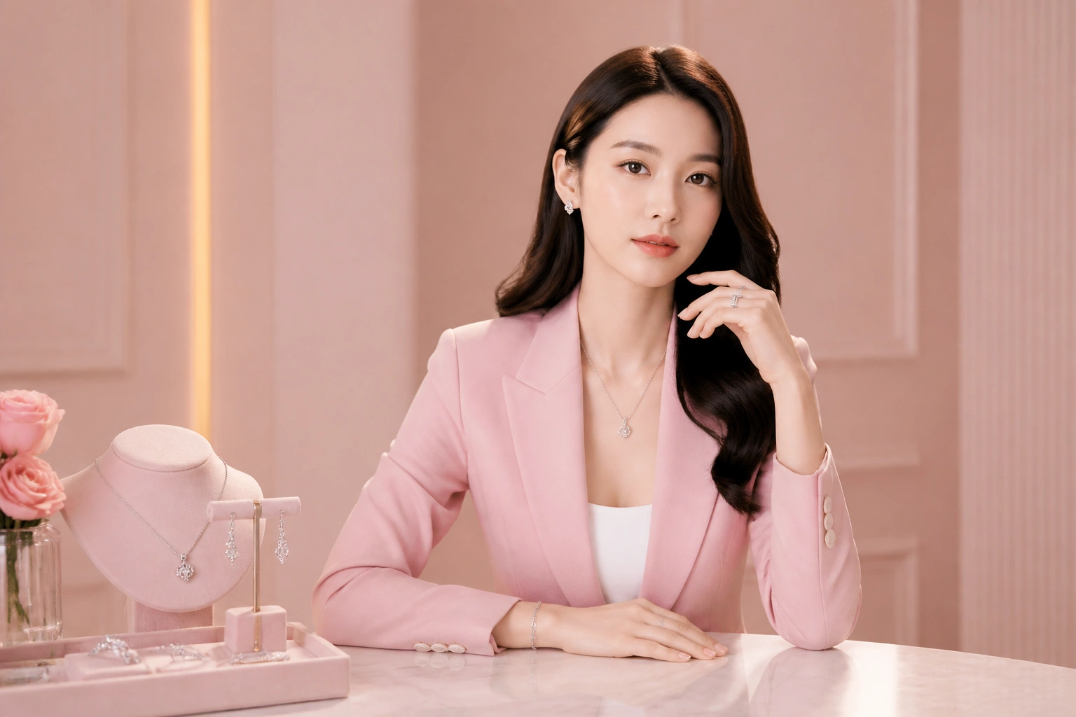 Quý cô thanh lịch phối trang sức bạc với áo blazer công sở tại DNJ Silver