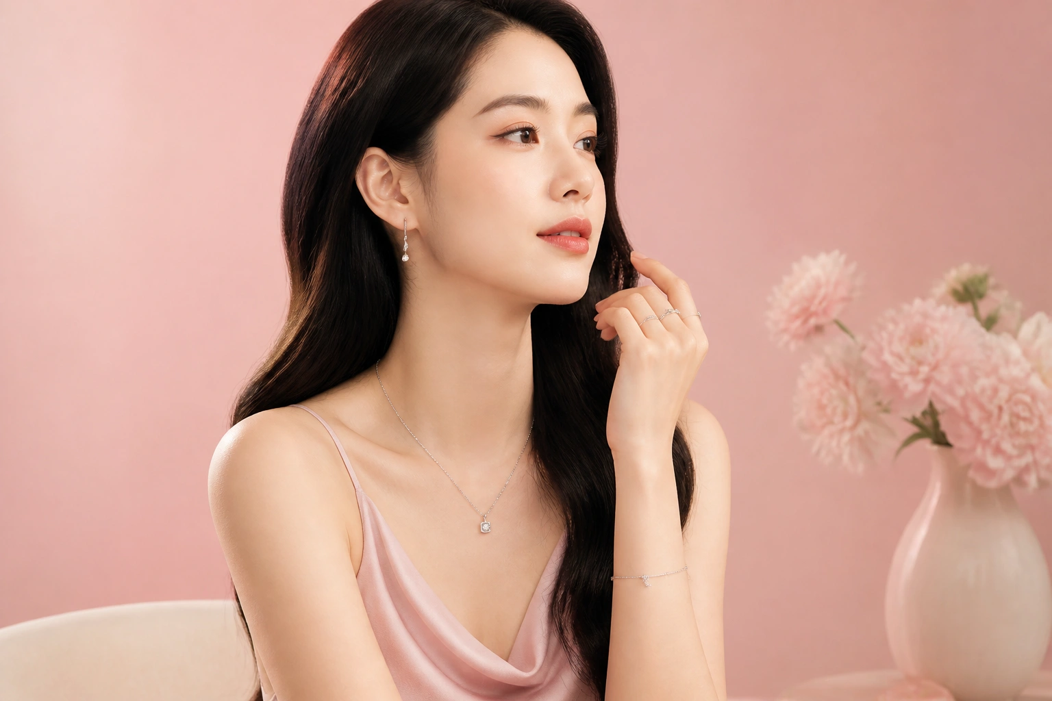Quý cô thanh lịch với bộ trang sức bạc minimalist tối giản