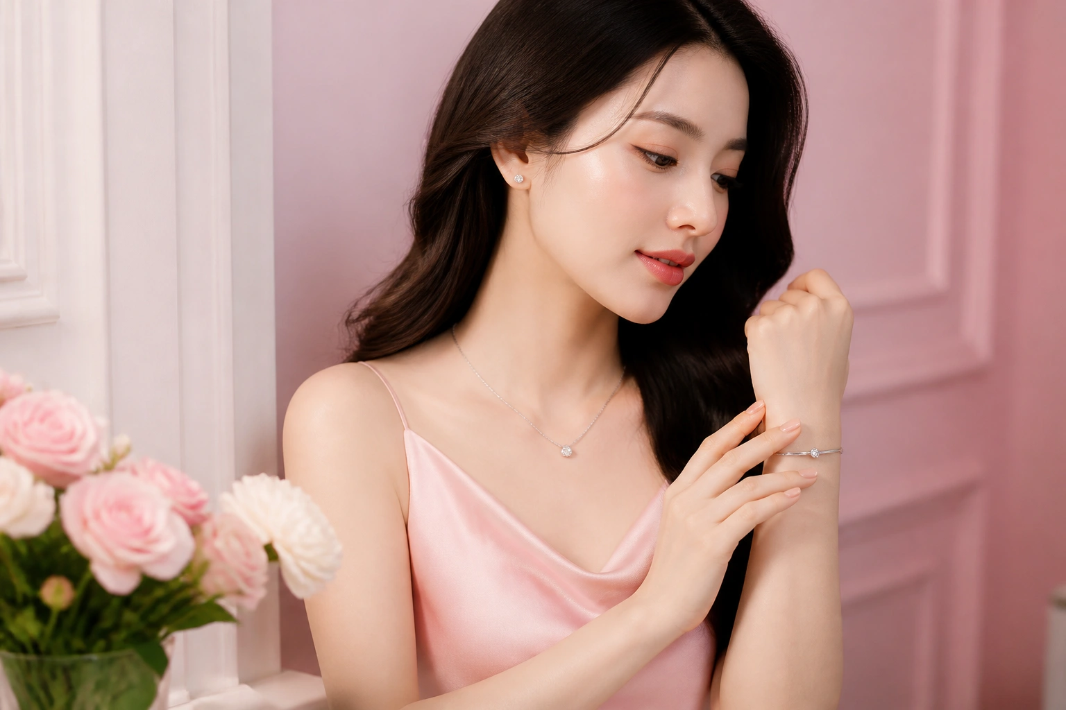 Quý cô thanh lịch với mẫu vòng tay bạc S925 tối giản tại DNJ Silver