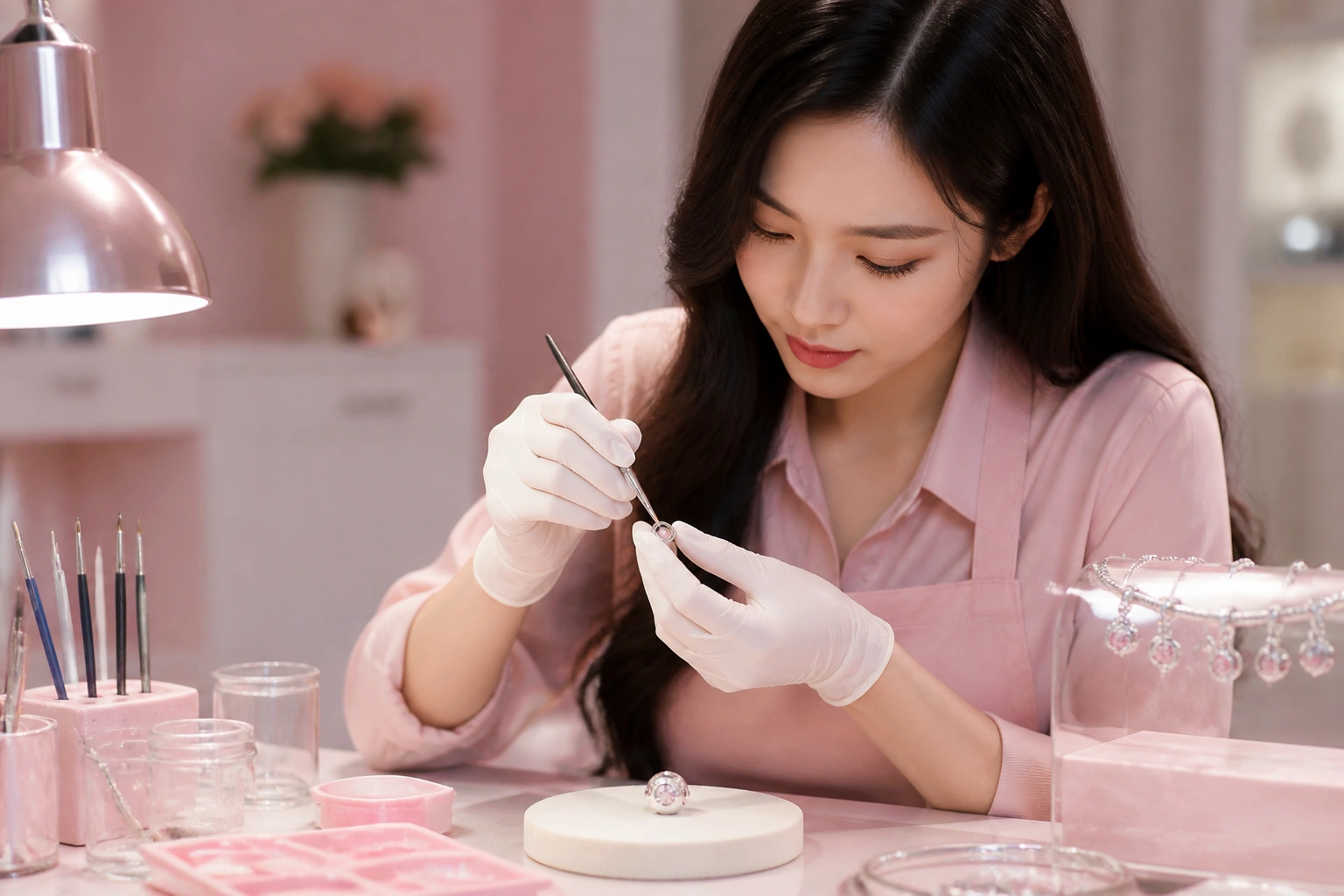 Quy trình nghệ nhân tỉ mỉ đổ màu enamel trên vòng charm bạc