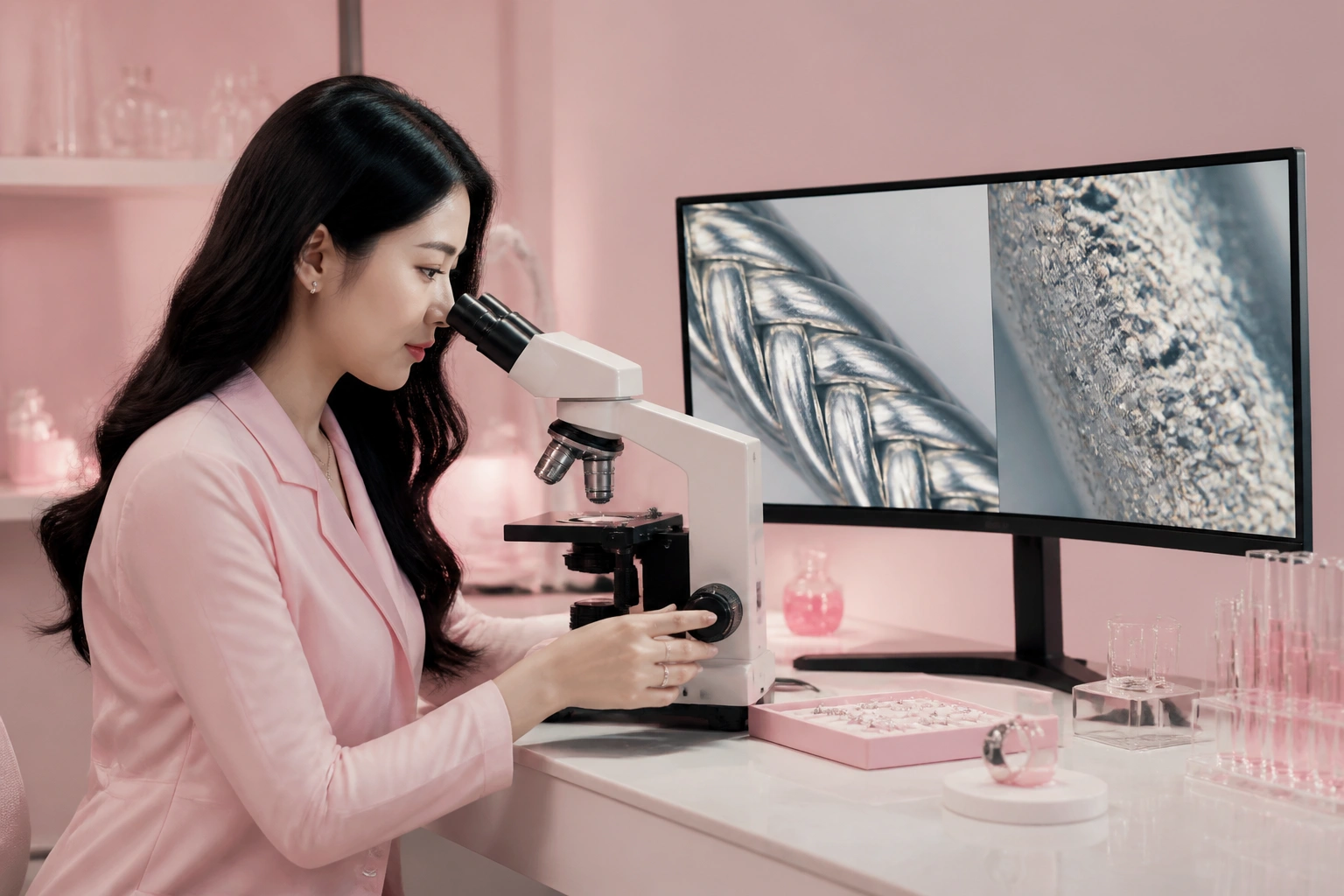 So sánh bề mặt bạc S925 chuẩn và bạc pha tạp chất dưới kính hiển vi