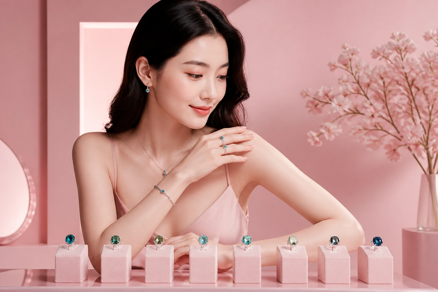 So sánh các sắc độ đá xanh phong phú trong bộ sưu tập DNJ Silver