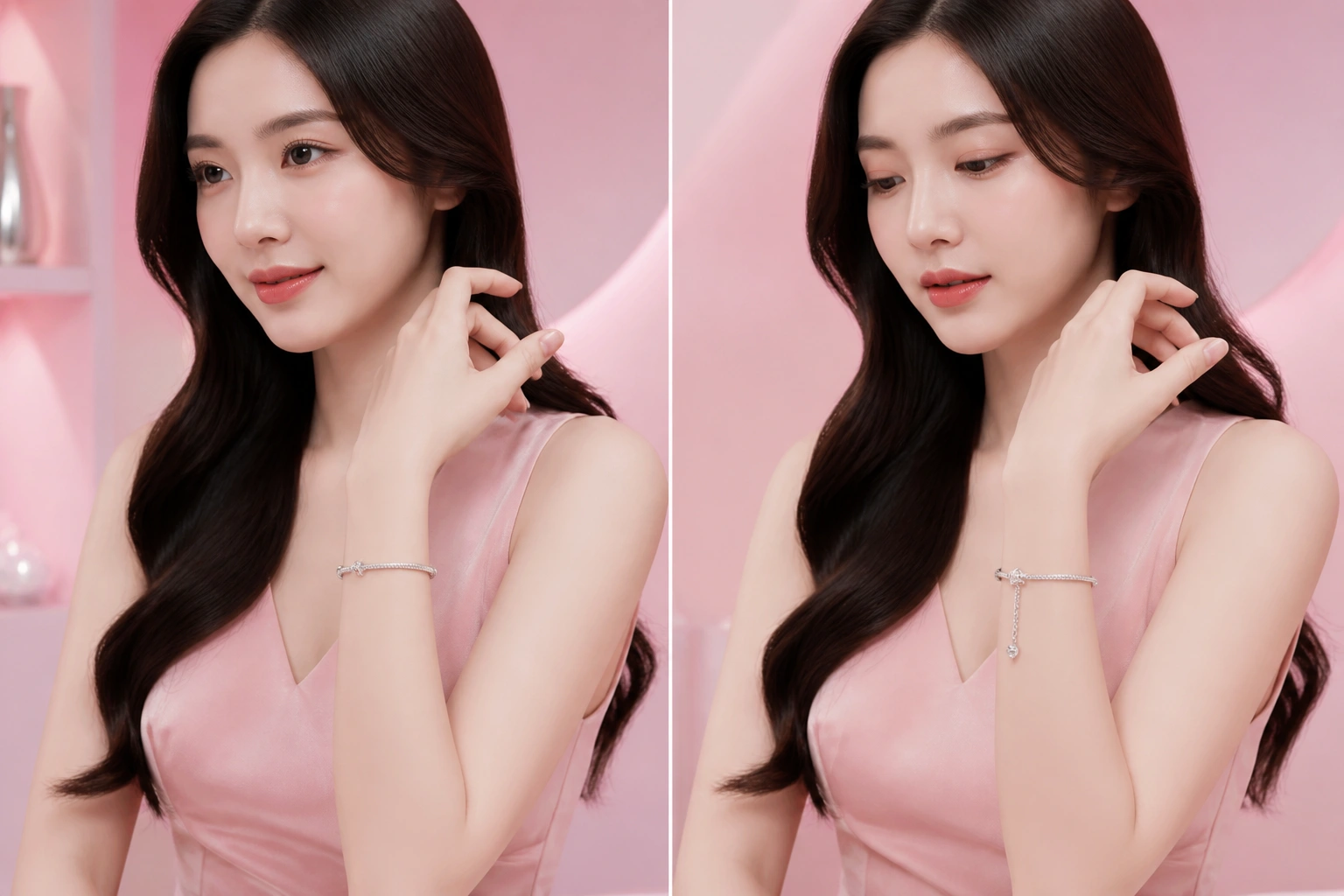 So sánh hiệu ứng trên cổ tay nhỏ khi đeo vòng đúng size và sai size