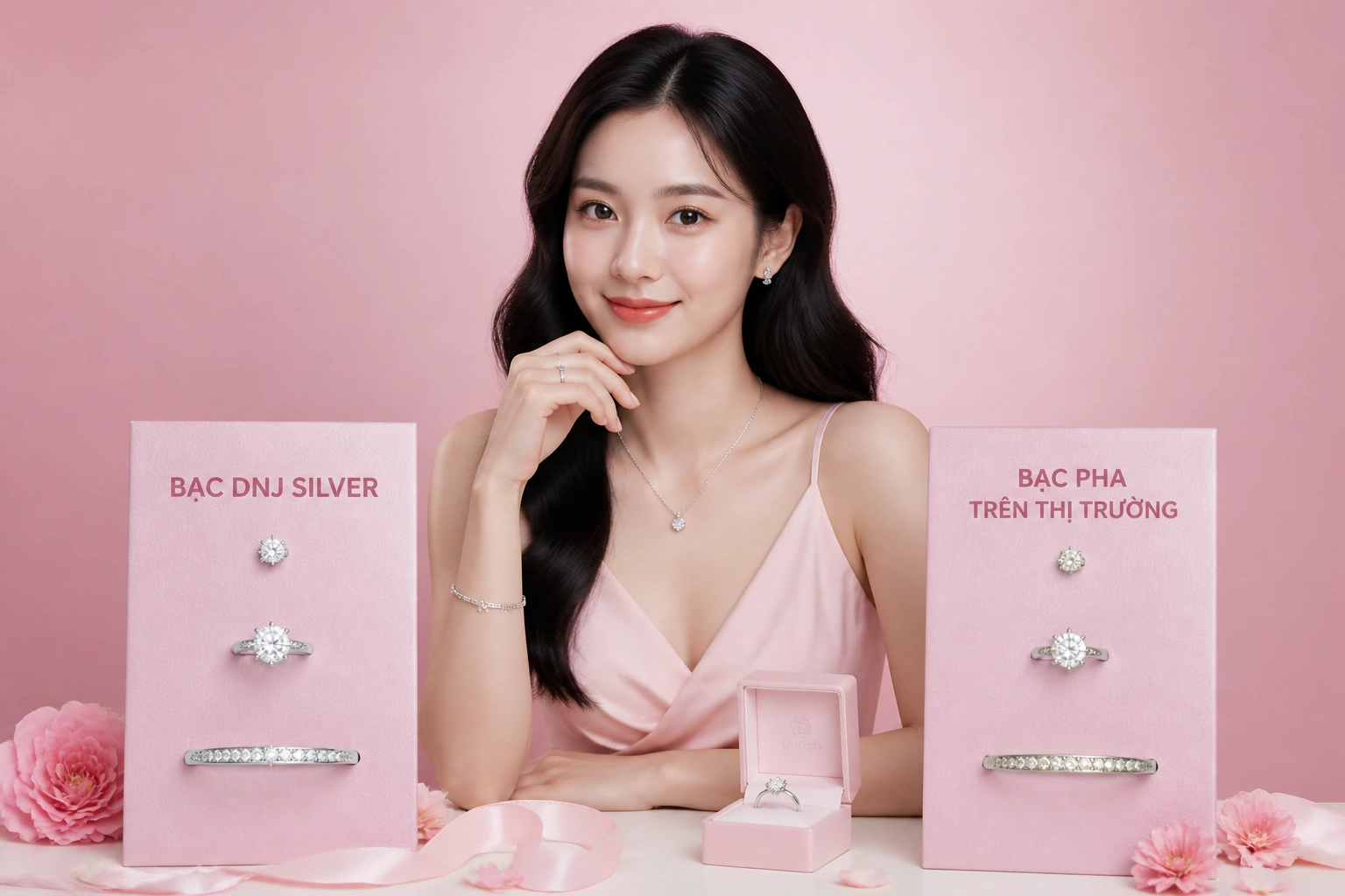 So sánh độ sáng bóng của bạc DNJ Silver với các sản phẩm bạc pha trên thị trường