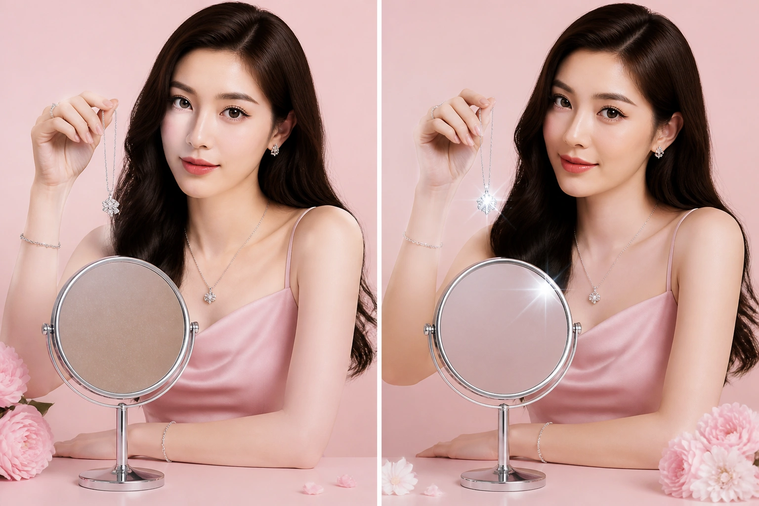 So sánh độ sáng gương giữa bạc thường và bạc phủ rhodium