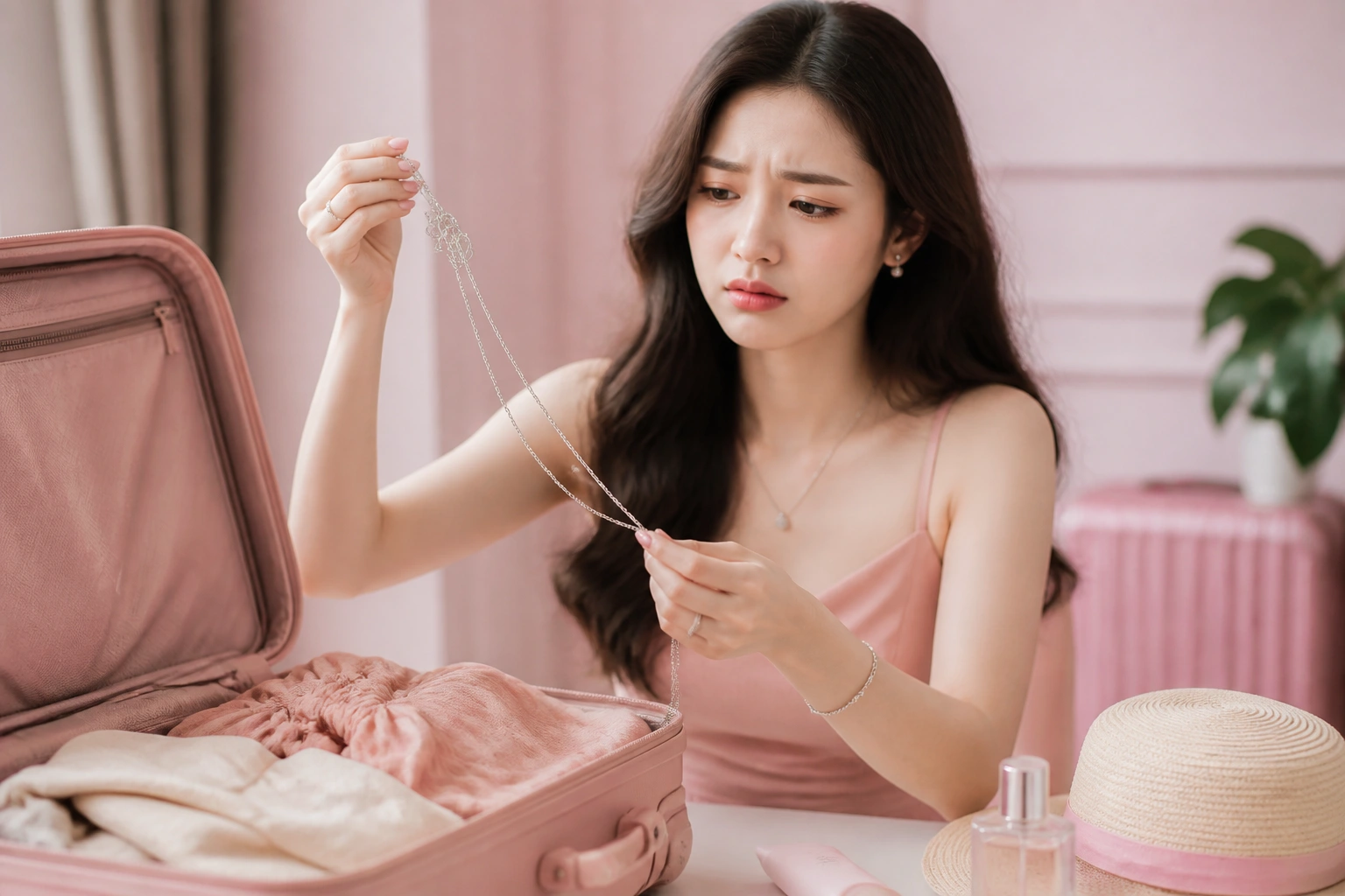 Tình trạng dây chuyền bạc bị rối và xỉn màu do không bảo quản đúng cách khi đi du lịch
