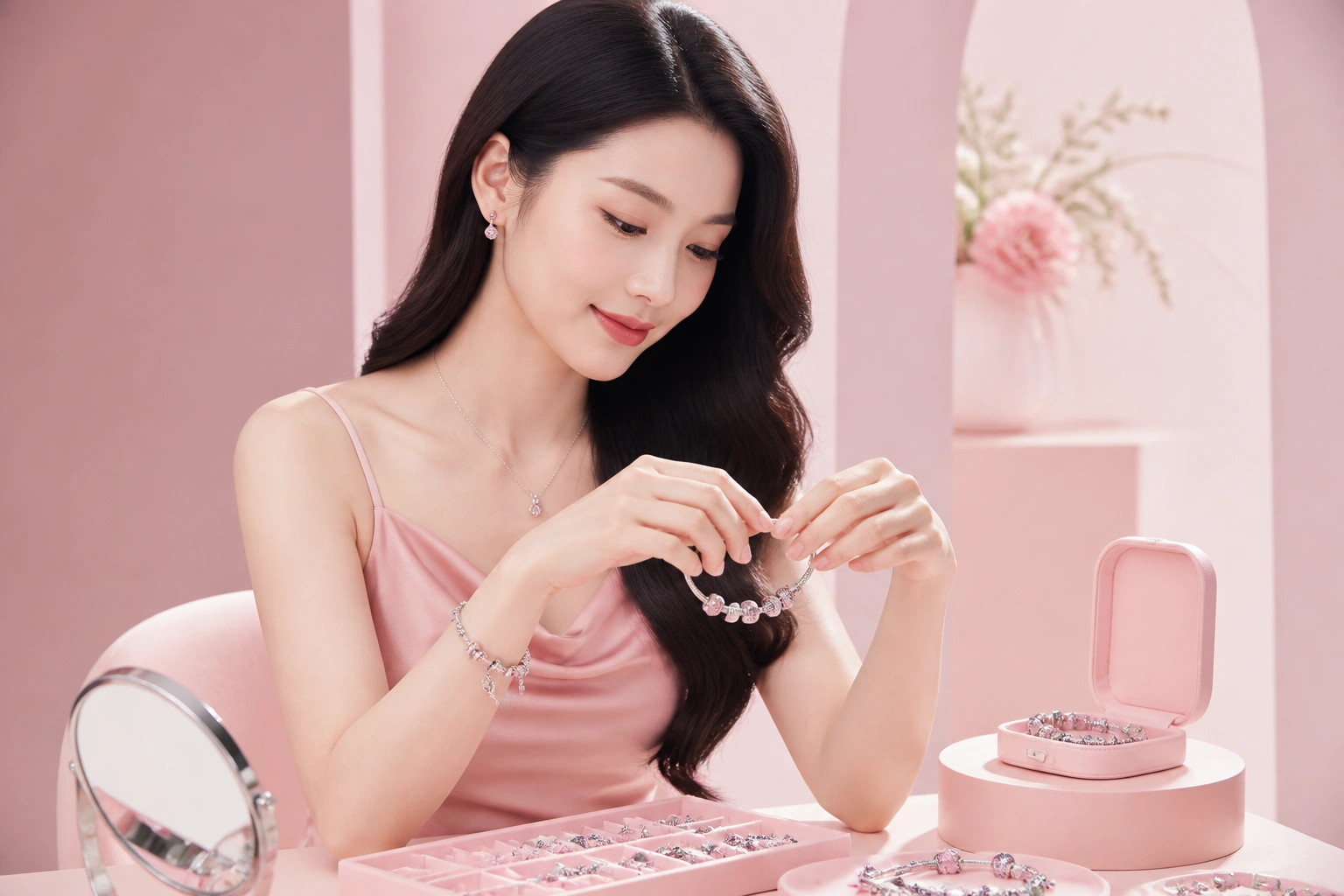 Video hướng dẫn cách sắp xếp charm trên vòng bạc S925 chuẩn Mirror Finish tại DNJ