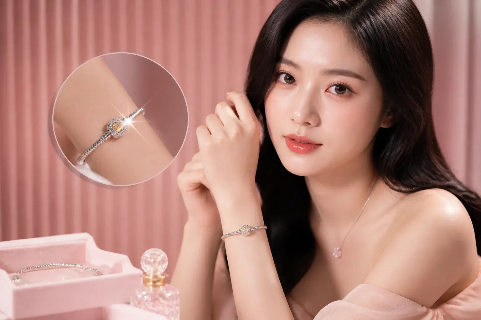 Video thực tế độ bắt sáng gương của vòng charm đính đá Citrine tại DNJ Silver