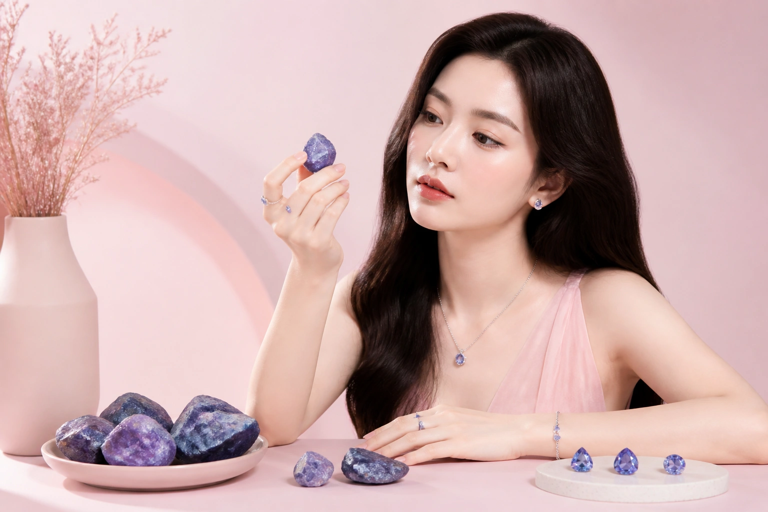 Viên đá tanzanite thô với sắc xanh tím đặc trưng từ tanzania