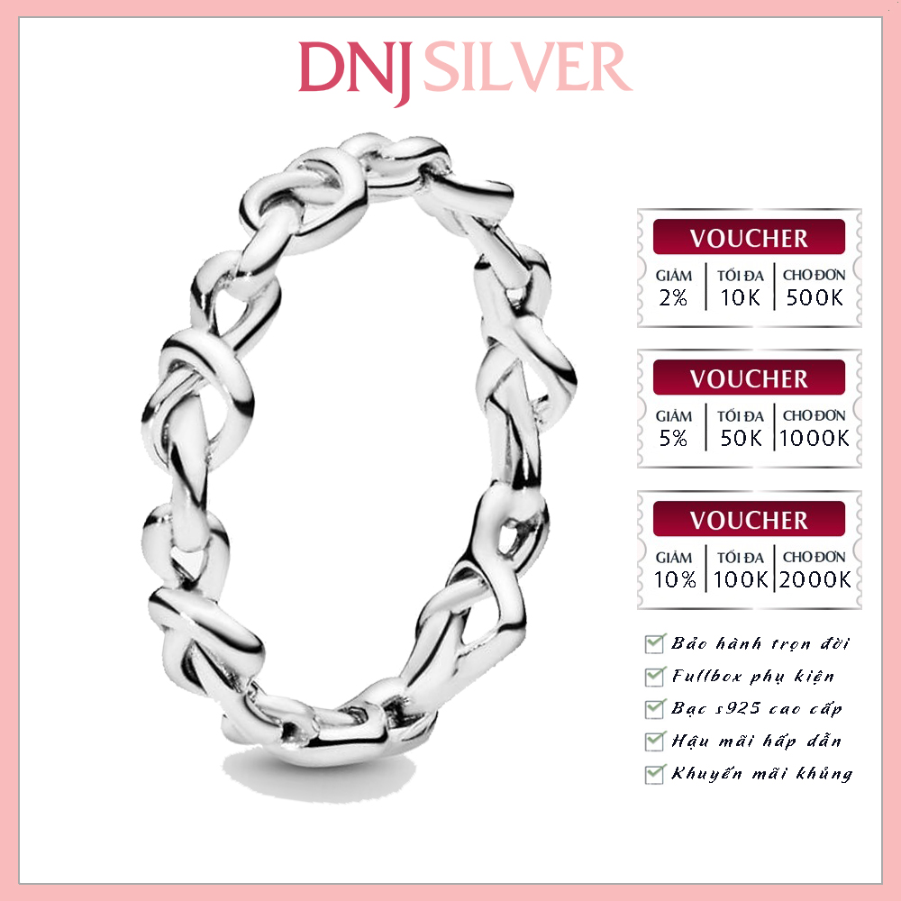 Nhẫn bạc 925 cao cấp - Nhẫn Knotted Hearts