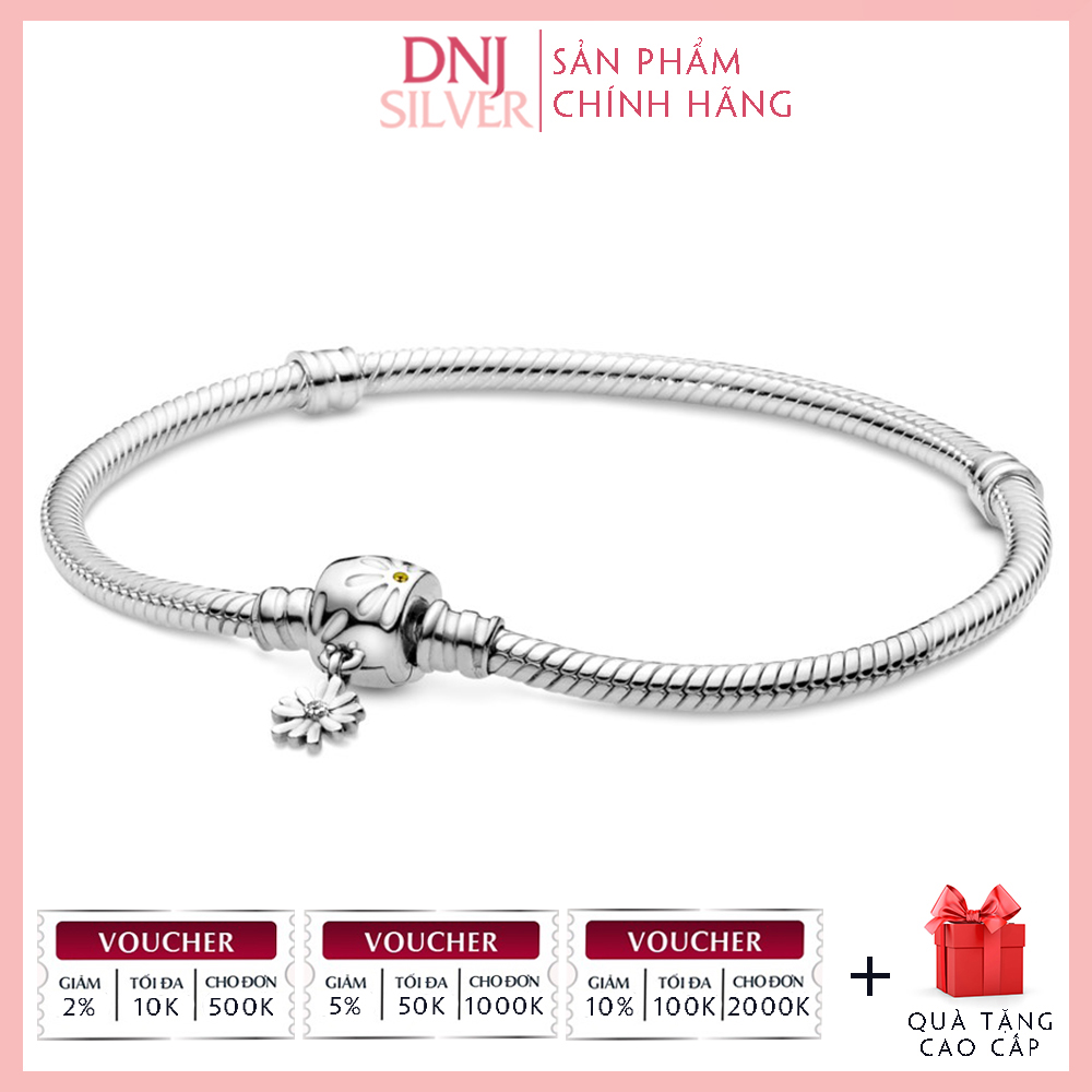 Vòng tay charm bạc 925 cao cấp - Vòng charm Moments Daisy Flower Clasp Snake Chain - Vòng tay dành cho nam và nữ - Vòng mềm