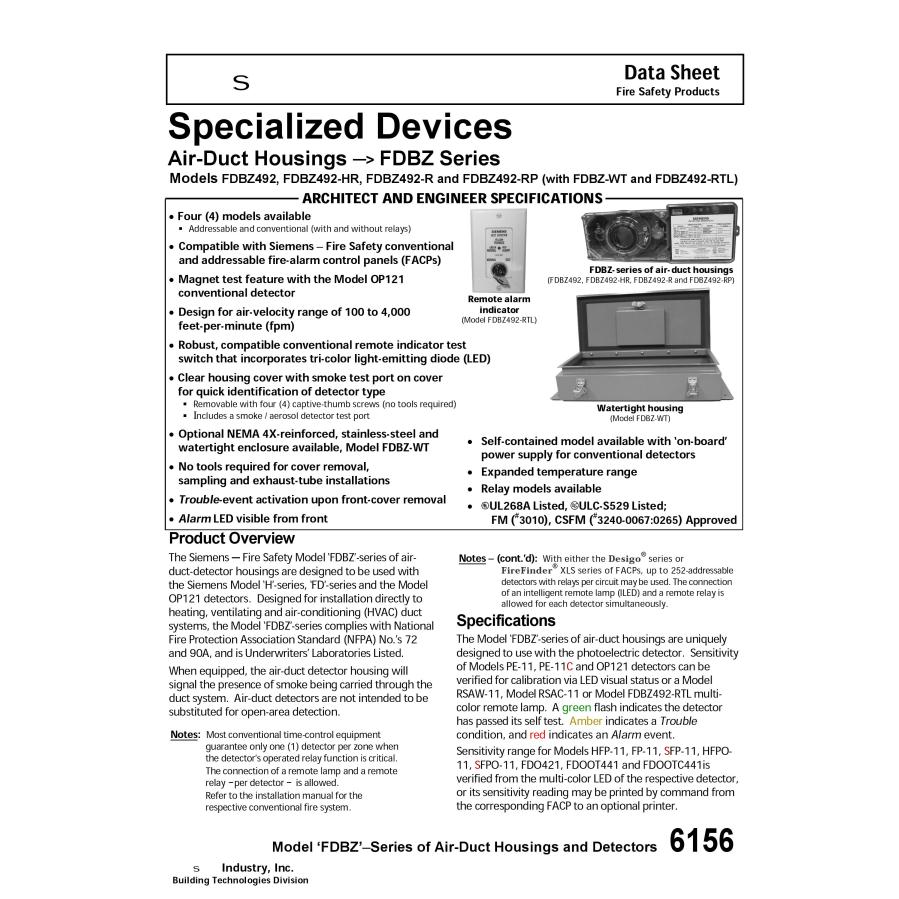 Đầu báo khói gắn trong ống gió FDBZ492