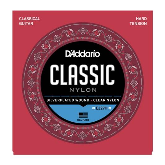 D'ADDARIO EJ27H STUDENT NYLON CLASSICAL GUITAR STRINGS, HARD TENSION, CLEAR/SILVERPLATED WOUND