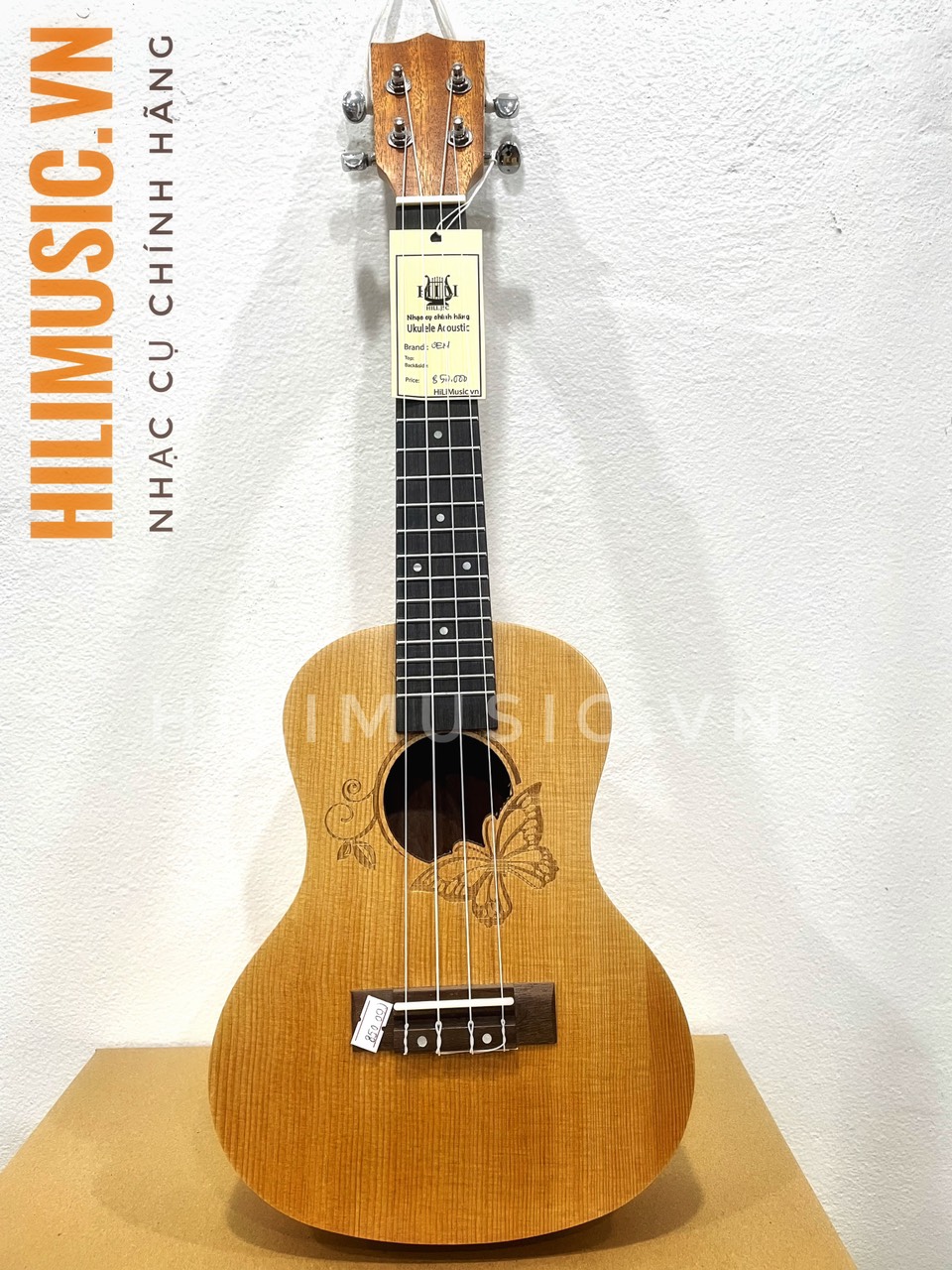 Đàn Ukulele OEM hoạ tiết Butterfly top Spruce