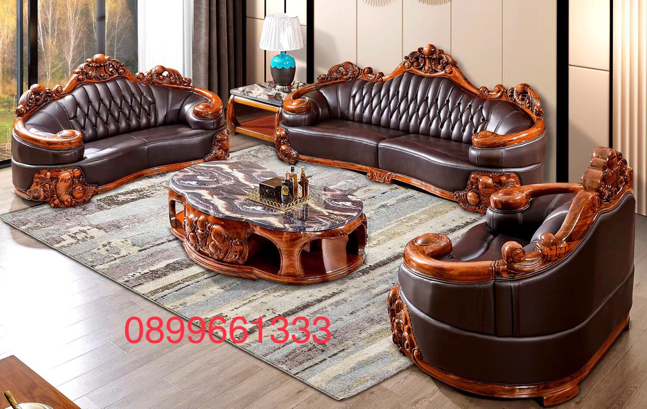 Sofa Tân Cổ Điển Gỗ Mun Phong Cách Hoàng Gia Nhập Khẩu HTGM002